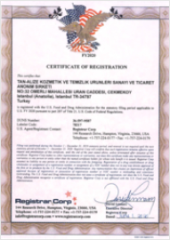 FDA Plant Certificate Of Registration